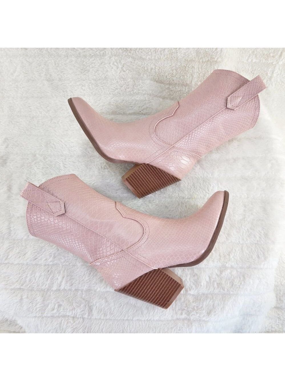 Dusty Pink Western Cowgirl Cow Boy Ankle Boots Slayer - Picture 10 of 10